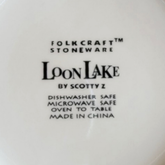1 Vtg Folkcraft Stoneware Loon Lake Scotty Z Salad Dessert Plate Oven To Table - Picture 3 of 3